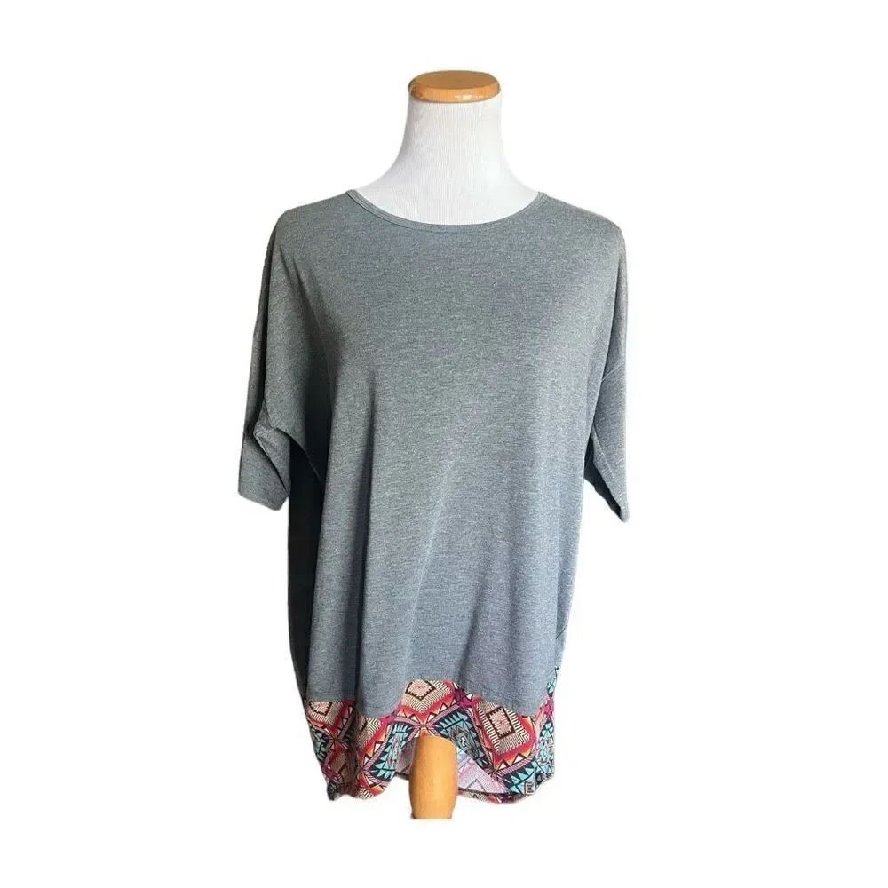 Womens Lularoe Tribal Boho Tipped Irma Shirt Tunic - Sz S